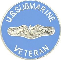 U.S. Submarine Veteran Enlisted Silver Dolphins Lapel Pin