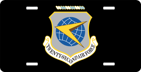 Twenty Second Air Force License Plate