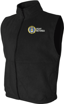 USAF Retired Full Zip Fleece Vest