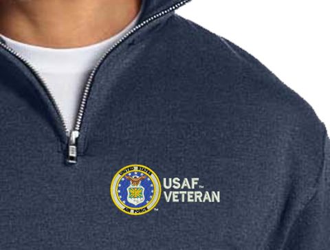 U.S.A.F. Veteran Embroidered Quarter-Zip Pullover