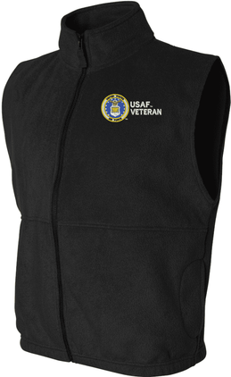 USAF Veteran Full Zip Fleece Vest