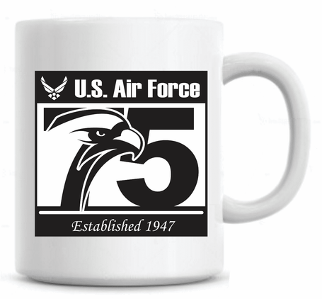 U.S. Air Force 75th Anniversary Logo (Black) 11oz Coffee Mug