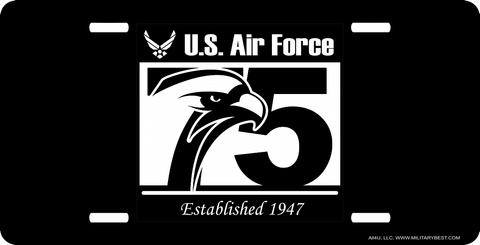 U.S. Air Force 75th Anniversary Logo (Black) License Plate