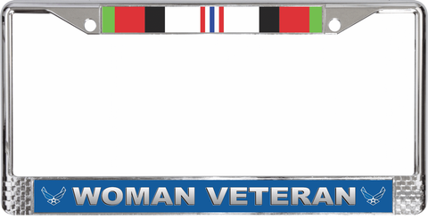 U.S. Air Force Afghanistan War Ribbon Woman Veteran License Plate Frame
