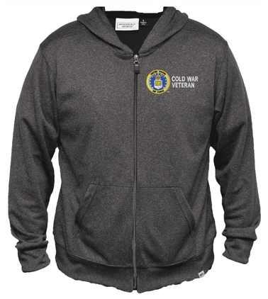 U.S. Air Force Cold War Veteran Men's 100% Polyester Heather Grey USA Full-Zip Hoodie