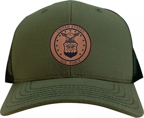 U.S. Air Force Emblem Leather Patch Cap (Made in the USA)