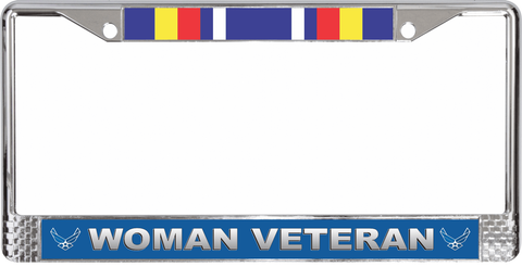 U.S. Air Force Global War on Terrorism Ribbon Woman Veteran License Plate Frame