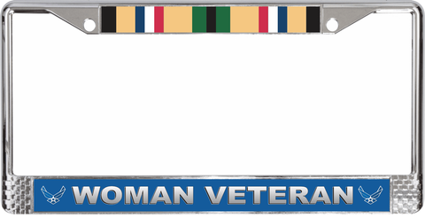 U.S. Air Force Gulf War Ribbon Woman Veteran License Plate Frame