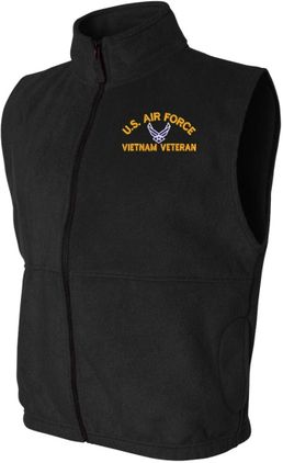 U.S. Air Force Hap Arnold Wings Vietnam Veteran Black Fleece Vest 4X-Large