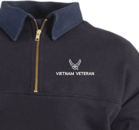 U.S. Air Force Hap Wing Symbol Vietnam Veteran Quarter-Zip Work Shirt