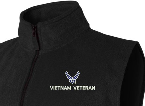 U.S. Air Force Hap Wing Symbol Vietnam Veteran Full-Zip Fleece Vest