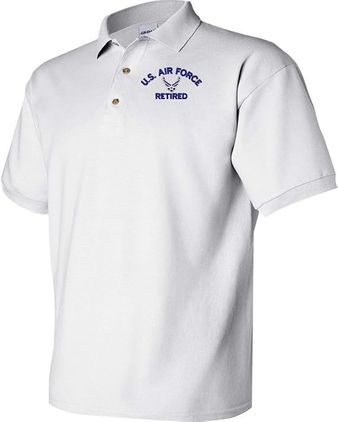 U.S. Air Force Hap Wings Retired White 50/50 Polo Large