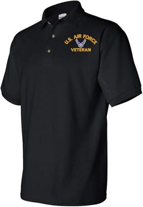 U.S. Air Force Hap Wings Veteran Black 50/50 Polo Large