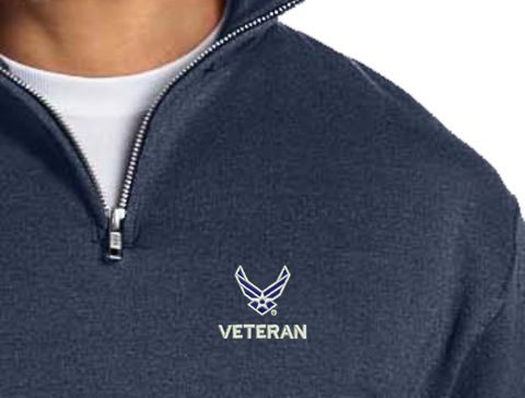U.S. Air Force HAP Wings Veteran Embroidered Quarter-Zip Pullover