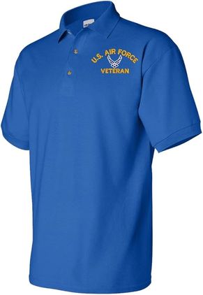 U.S. Air Force Hap Wings Veteran Royal Blue 50/50 Polo Large