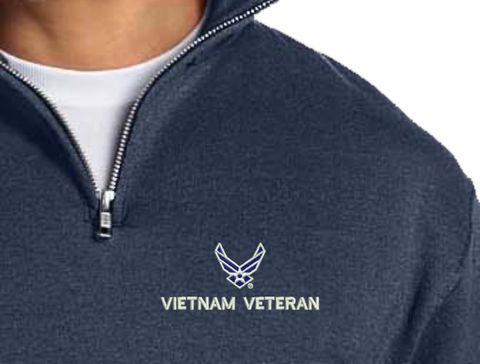 U.S. Air Force HAP Wings Vietnam Veteran Embroidered Quarter-Zip Pullover