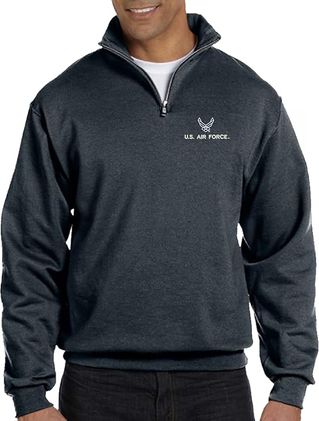U.S. Air Force HAP Wings with Text Heathered Black Quarter-Zip Pullover 2X-Large