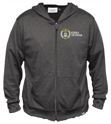 U.S. Air Force Korea Veteran Men's 100% Polyester Heather Grey USA Full-Zip Hoodie