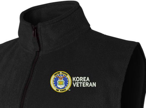 U.S. Air Force Korea Veteran Full Zip Fleece Vest