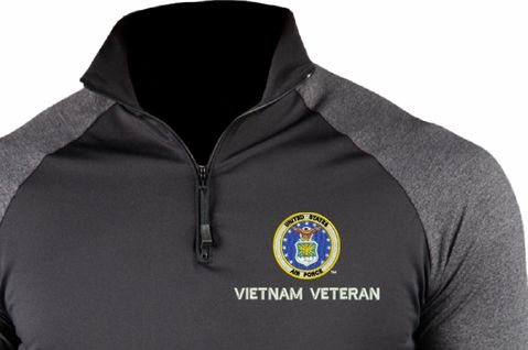 U.S. Air Force Seal Vietnam Veteran ProWikMax 2-Tone 1/4 Zip Long Sleeve Shirt