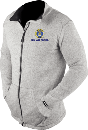 U.S. Air Force Seal with Text Knit HEATR Long Sleeve Full Zip
