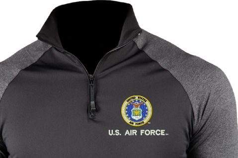 U.S. Air Force Seal with Text ProWikMax 2-Tone 1/4 Zip Long Sleeve Shirt