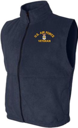 U.S. Air Force Veteran Navy Blue Fleece Vest Large