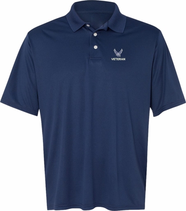 U.S. Air Force Veteran Navy Blue Large Moisture Wicking Polo