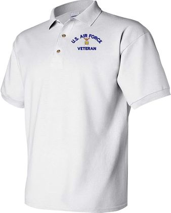 U.S. Air Force Veteran White 50/50 Polo Large