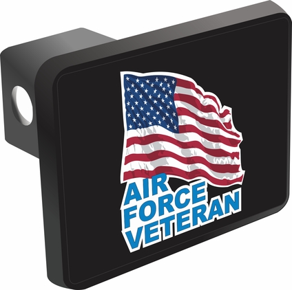 U.S. Air Force Veteran with American Flag Hitch Cover