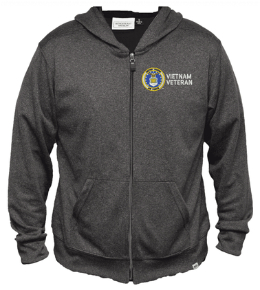 U.S. Air Force Vietnam Veteran Men's 100% Polyester Heather Grey USA Full-Zip Hoodie