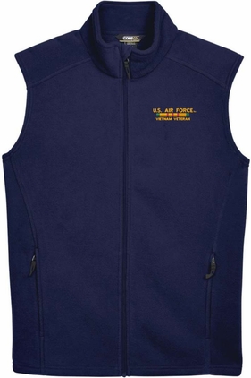 U.S. Air Force Vietnam Veteran Small Ribbon Navy Blue Large Fleece Vest