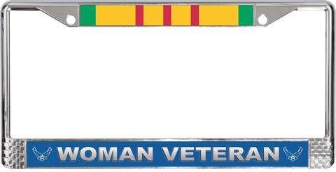 U.S. Air Force Vietnam War Ribbon Woman Veteran License Plate Frame