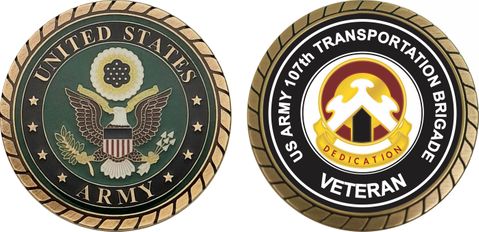 U.S. Army 107th Transport Brigade Unit Crest Veteran Challenge Coin