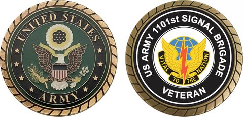 U.S. Army 1101st Signal Brigade Unit Crest Veteran Challenge Coin