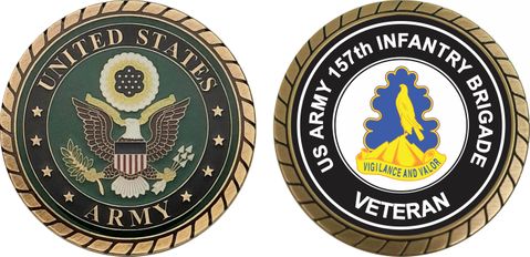 U.S. Army 157th Infantry Brigade Unit Crest Veteran Challenge Coin