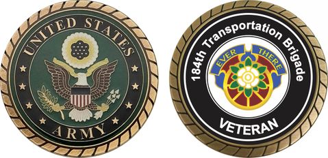 U.S. Army 184th Transport Brigade Unit Crest Veteran Challenge Coin