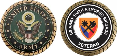 U.S. Army 194th Armored Brigade Veteran Challenge Coin