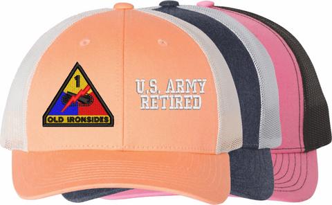 U.S. Army 1st Armored Division Retired Women's Split-Cap
