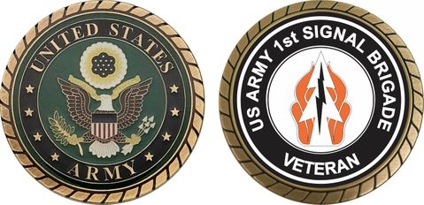 U.S. Army 1st Signal Brigade Unit Crest Veteran Challenge Coin