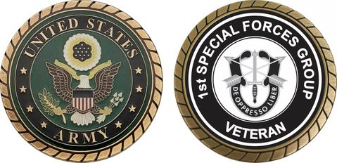U.S. Army 1st Special Forces Group Unit Crest Veteran Challenge Coin