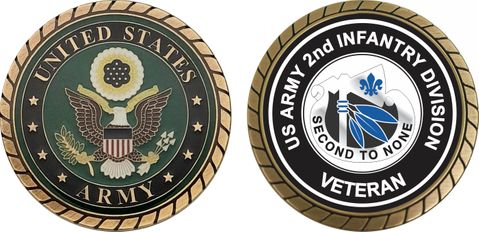 U.S. Army 2nd Infantry Divison Unit Crest Veteran Challenge Coin
