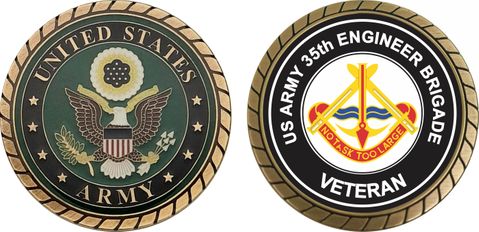 U.S. Army 35th Engineer Brigade Unit Crest Veteran Challenge Coin