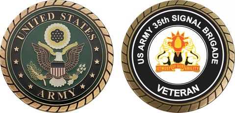 U.S. Army 35th Signal Brigade Unit Crest Veteran Challenge Coin