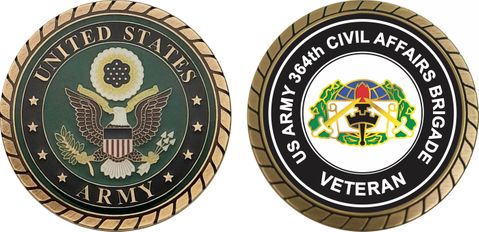 U.S. Army 364th Civil Affairs Brigade Unit Crest Veteran Challenge Coin