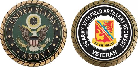 U.S. Army 37th Field Artillery Regiment Unit Crest Veteran Challenge Coin