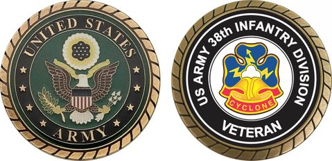U.S. Army 38th Infantry Division Unit Crest Veteran Challenge Coin