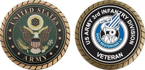 U.S. Army 3rd Infantry Division Unit Crest Veteran Challenge Coin
