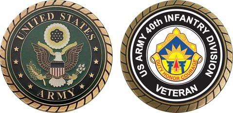 U.S. Army 40th Infantry Division Unit Crest Veteran Challenge Coin