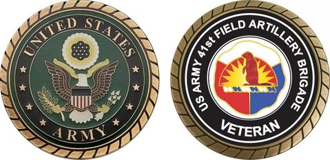 U.S. Army 41st Field Artillery Brigade Unit Crest Veteran Challenge Coin